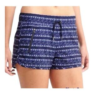 Athleta‎ Printed hybrid Shorts Zippers Pockets Blue White XS